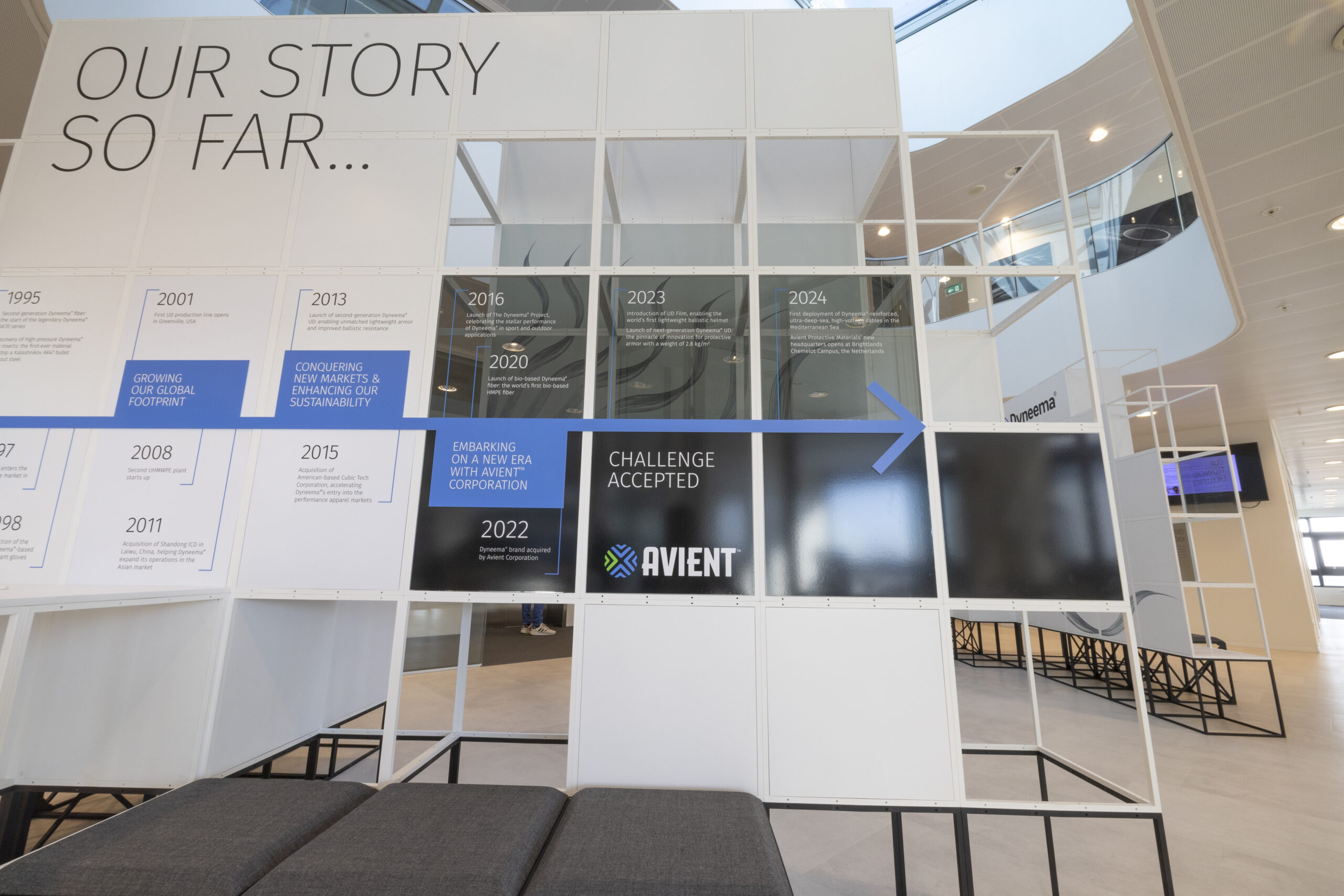 Internal branding display with a modular design